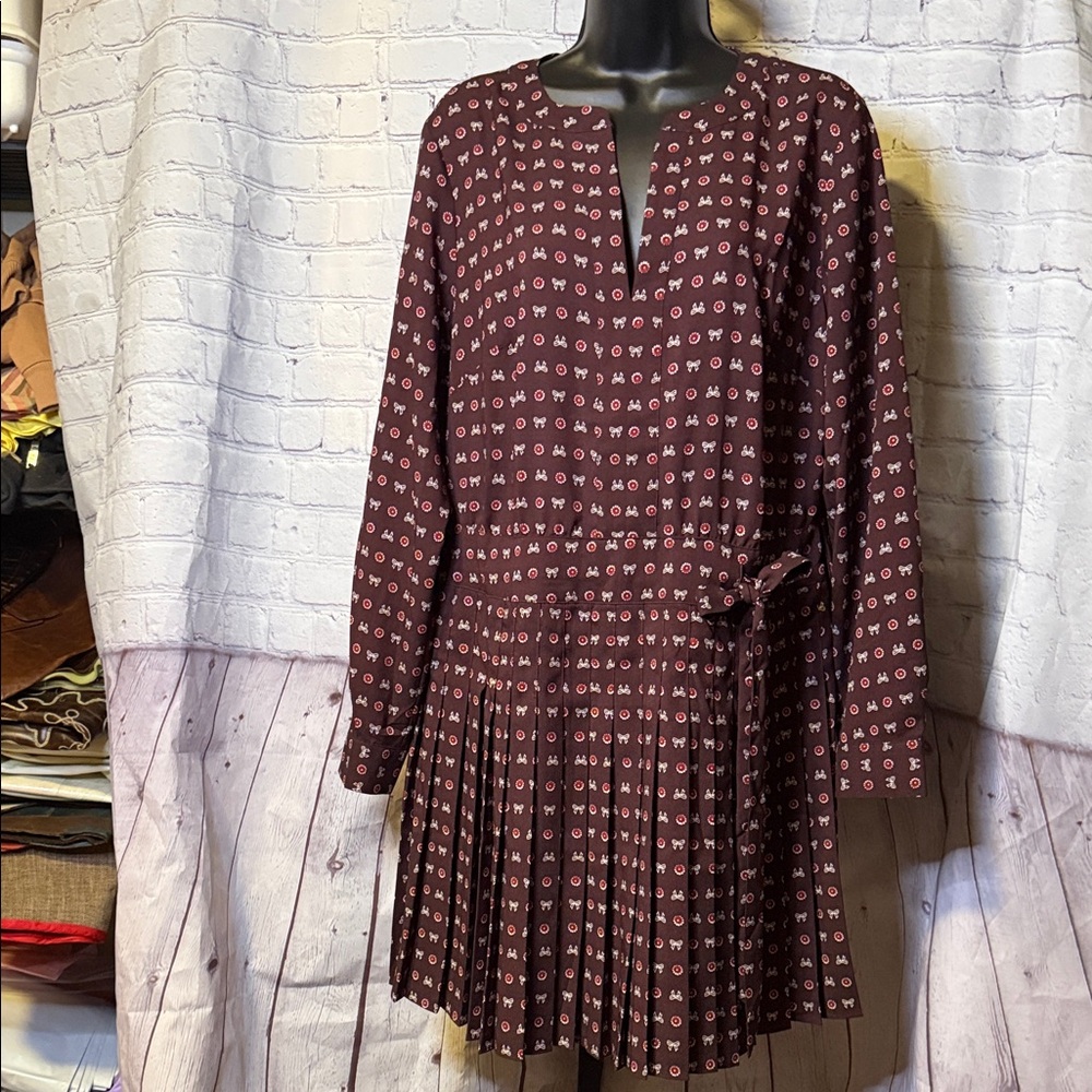 LOFT Elegant Maroon Patterned Dress - Picture 2 of 14